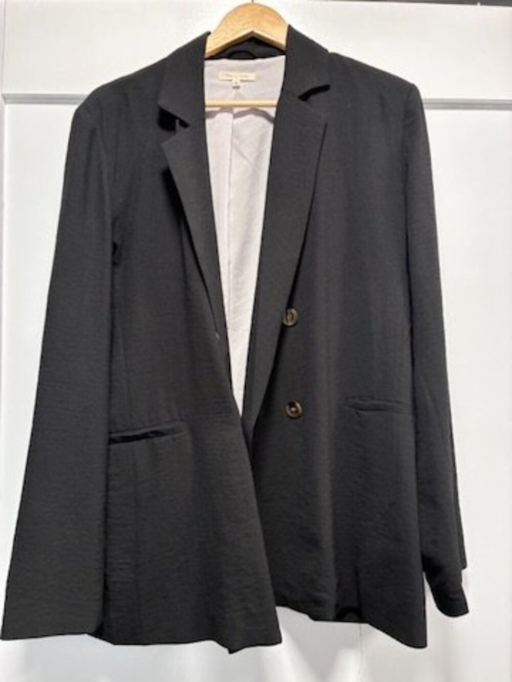 Tea n Rose Black Double Breasted Blazer Tortoise Buttons L